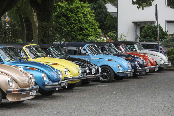 Käfer Cabriolets mit und ohne Frontspoiler und mit und ohne zusätzlichen Ölkühler - Internationales Käfer-Cabrio-Treffen von Deutschland 2025