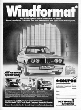 Kamei-Werbung - Spoiler für den BMW 3-er E21 Kamei-Werbung - Spoiler für den BMW 3-er E21