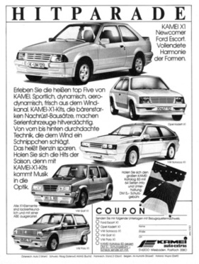 Kamei-Werbung - Tuning-Paket X1 nun auch für den Ford Escort
