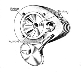 Kegel-Drehschiebermotor von Aspin aus den Vierzigerjahren