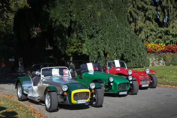 Keine orignalen Super Seven von Lotus, dafür von Caterham und passend zusammengestellt - Swiss Classic British Car Meeting Morges 2017