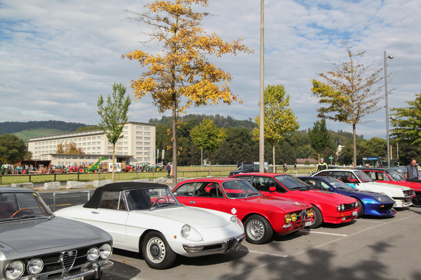 Klassiker von Alfa Romeo vor den Messehallen - Swiss Classic World Luzern 2021