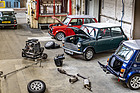 Image: Classic Minis await the completion of the conversion.