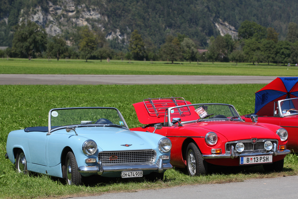 Klassische britische Sportwagen von Austin-Healey und MG - British Car Meeting BCM in Mollis 2019
