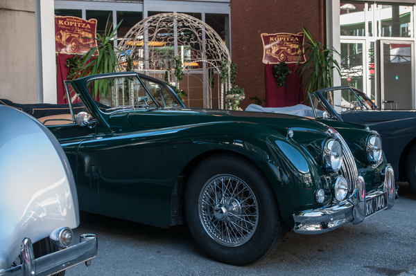 Klassisches British Racing Grün für diesen Jaguar XK 140 - RAID Suisse-Paris 2015