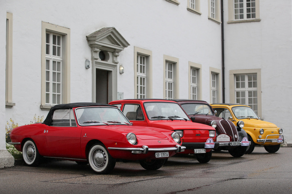 Klein-motorige Fiat-Fahrzeuge - Fiat 850 Spider, Fiat 126 Bambino, Fiat 500 A und Fiat 500 L - Concorso d'Eleganza Italiauto in St. Urban 2015