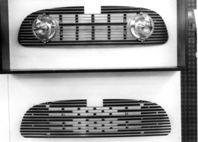 Kühlergitter aus Polyester mit oder ohne Zusatzscheinwerfer für BMC-Fahrzeuge bei Edgar Schwyn - Genfer Autosalon 1967