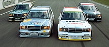 Bild: Kurt Thiim/Roland Asch, Keke Rosberg/Ellen Lohr, Jaques Laffite/Jörg van Ommen und Klaus Ludwig/Bernd Schneider AMG Mercedes 190 E 2.5-16 Evo II - DTM Fahrerteam 1992 1992