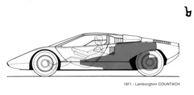 Lamborghini Countach (1971) - Bertones Entwurf in einem Prospekt von 1973