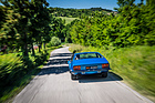 Bild: Lamborghini Jarama GT (1970) - Schönes Kontrast zwischen dem Blau des Wagens und dem Grün der Pflanzen