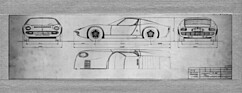 Lamborghini Miura (1966) - Zeichnung mit den Dimensionen