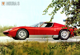 Lamborghini Miura P 400 S (1968) - Gandinis Meisterwerk in voller Pracht - Abbildung aus Verkaufsprospekt von 1968