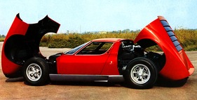 Lamborghini Miura P 400 S (1969) - entblätterte Schönheit - Abbildung aus Verkaufsprospekt von 1969