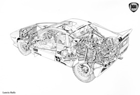 Lancia 037 Rally (1983) - Durchsichtszeichnung der Rennversion