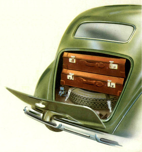 Lancia Ardea (1950) - Serie 4, das Gepäck muss sich den Platz mit dem Reserverad teilen