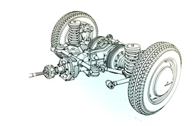 Lancia Aurelia (1950) - Hinterachse mit verblocktem Getriebe und Differential