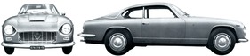 Lancia Flaminia Super Sport Zagato (1966) - Front- und Seitenansicht - aus einem Verkaufsprospekt