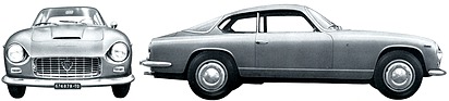 Lancia Flaminia Super Sport Zagato (1966) - Front- und Seitenansicht - aus einem Verkaufsprospekt