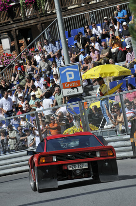 Lancia Rally 037 Stradale (1982) mit Startnummer 123 am Bergrennen Arosa ClassicCar 2011