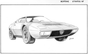 Lancia Stratos HF (1971) - Skizze des Gandini-Entwurfs