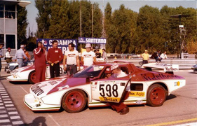 Lancia Stratos HF Turbo Gruppe 5 (1976) - Imola 1976, damals noch Santerno genannt, im Rahmen des Giro d'Italia 1976, Nummer #598 mit Facetti / Sodano