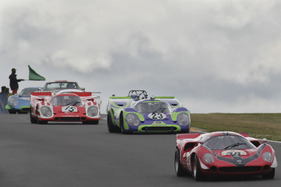 Le Mans Classic 2012 - Grid 5 during the warm-up lap under the Dunlop arch