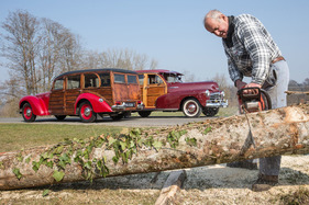 Lea-Francis 14 HP Estate Car (1951) - echte Holzarbeit, LF zusammen mit Chevrolet Fleetmaster von 1948