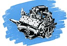 Lincoln (1949) - der V8-Motor mit 152 PS - Prospektillustration