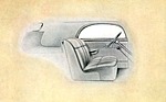 Lincoln K Series LeBaron Coupe (1939) - das Interieur in einer Zeichnung im Prospekt von 1939