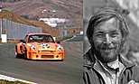 Links der Porsche 911 Carrera RSR 3.0 (1974) und rechts der deutsche Rennfahrer Jürgen Barth
