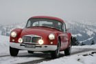 Image: MG A Coupé (1959) - on the road on narrow winter roads
