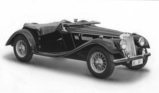 MG Midget Series TF (1954) - mit heruntergeklappter Frontscheibe - Fahrzeug für Zeitungsdruck freigestellt