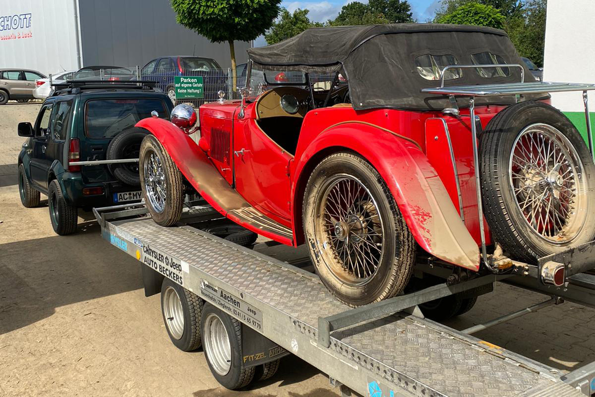 MG TC (1948) - so trifft Charlotte in der Werkstatt ein