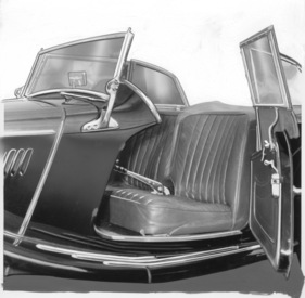MG TF (1953) - Geöffnete Beifahrertüre bei einem Rechtslenker