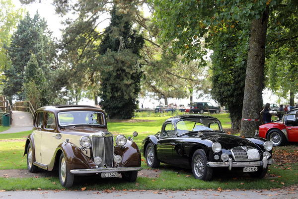 Image: MG Y Saloon next to MGA - 29th Swiss Classic British Car Meeting Morges 2021