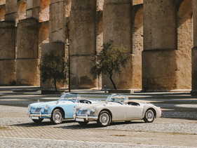 MGA Roadster vor Aquädukt - Vintage Tour Alentejo
