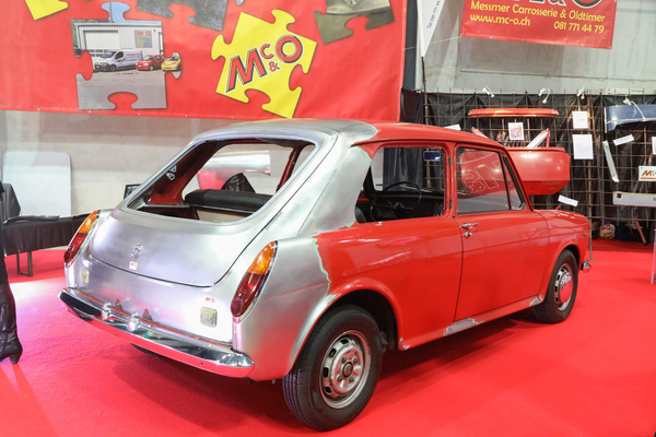 You have to take a closer look to see that the MGB GT rear end has been welded to an Ado16 Austin 1100, turning it into a station wagon - Swiss Classic World Lucerne 2023