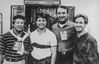 Manfred Jantke mit den den drei Andrettis in Le Mans 1988 (vlnr. Mario, Michael und John)
