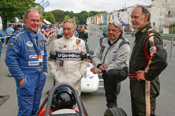 Manfred Schurti mit Kollegen - anlässlich der Rückschau "50 Jahre Formel V" auf dem Norisring 2015