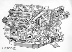 Maserati 5000 GT Allemano (1962) - Durchsichtszeichnung des eingespritzten Fünfliters