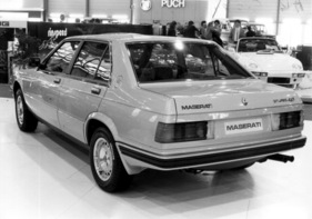 Maserati Biturbo Quattroporte - gezeigt als Prototyp, bereits 8000 Biturbo-Modelle wurden gebaut - am Genfer Automobilsalon 1984
