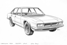 Maserati Quattroporte Frua (1971) - ging so nie in Serie, ein Einzelstück für Aga Khan mit leicht abweichender Gestaltung wurde gebaut, Design von Pietro Frua