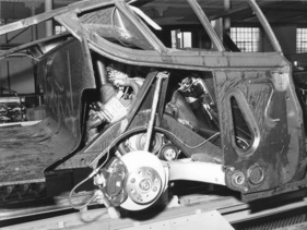 Matra-Simca Bagheera (1974) - Blick auf den hinteren Teil des unfertigen Fahrzeugs