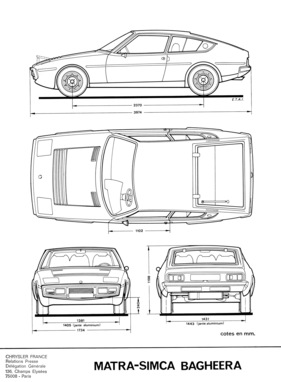 Matra-Simca Bagheera (1974) - Dimensionen aus verschiedenen Perspektiven
