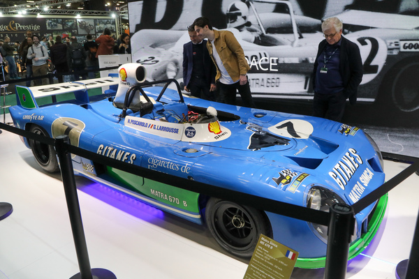 Matra Simca MS 670 B (1974) - dieser Typ fuhr auf den ersten Platz in Le Mans 1973 und 1974 mit Larrousse und Pescarolo, 12 Zylinder, 2993 cm3, 475 PS, 332 km/h - Rétromobile Paris 2024