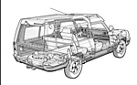 Matra Simca Rancho (1977) - Durchsichtszeichnung, von schräg hinten