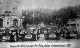 Max Sailer, Fritz Nallinger, Rudolf Caracciola und Alfred Neubauer - Robert-Batschari-Fahrt und Baden-Badener Automobilturnier (1925)