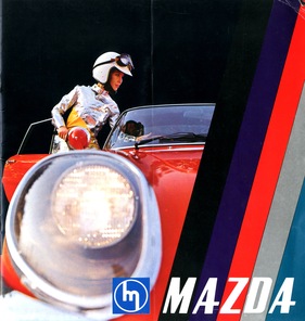 Mazda 110S Werbeillustration mit Rennfahrerin