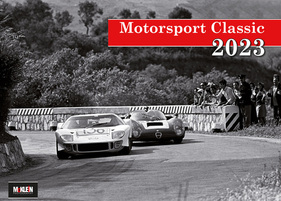McKlein Motorsport Classic Kalender 2023 - Das Cover zeigt ein ungleiches Paar, Ford GT40 und Alfa Romeo T33/2