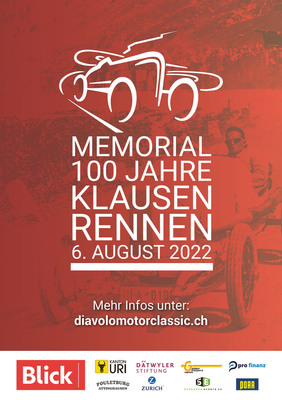 Memorial 100 Jahre Klausenrennen am 6. August 2022 - Flyer